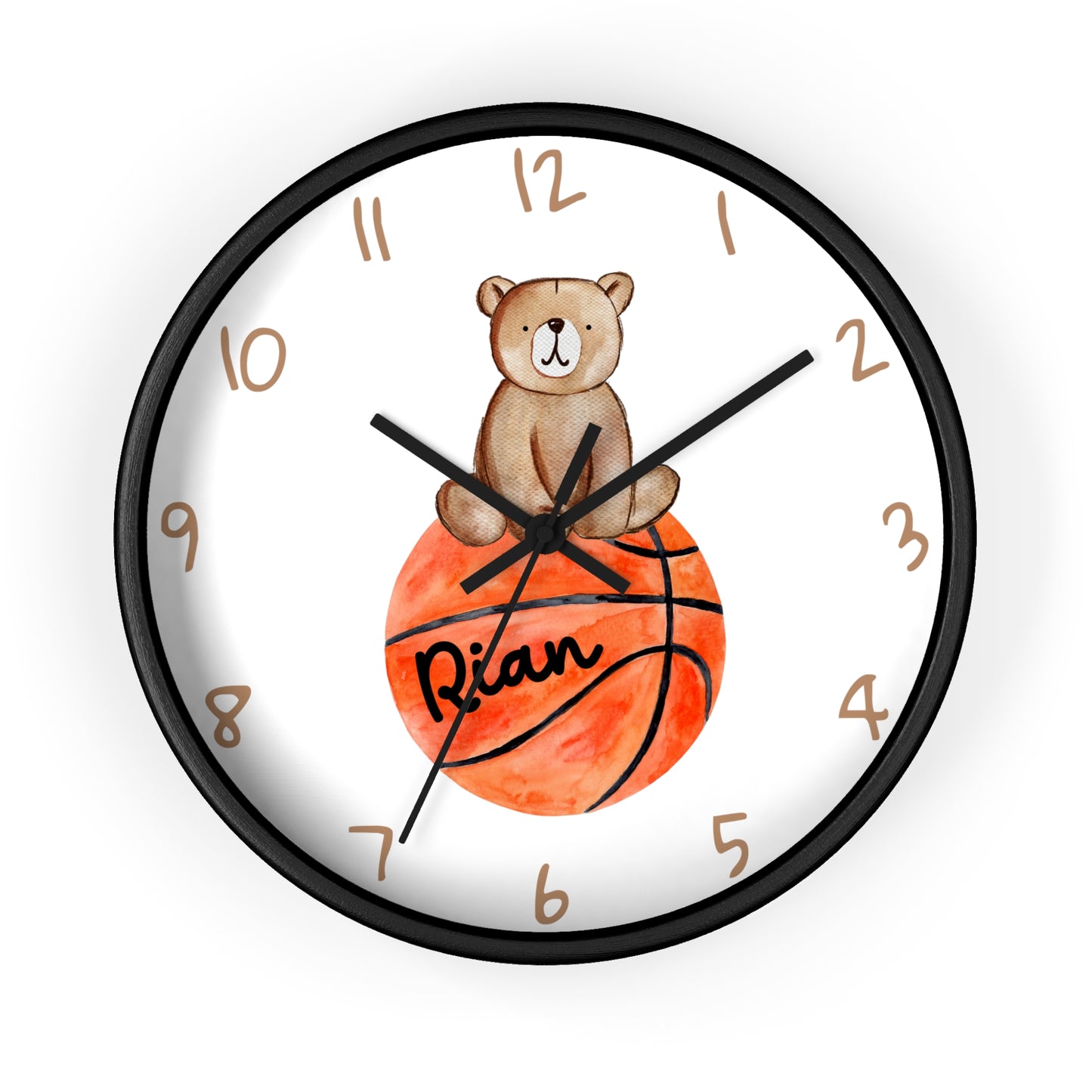 Personalized Basketball Bear Wall Clock, Custom Kids Basketball Wall Clock, Basketball Wall Clock, Basketball Nursery Wall Decor, wall decor