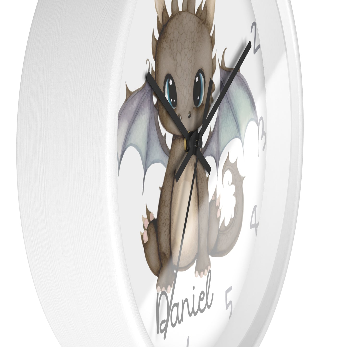 Personalized Cute Dragon Kids Wall Clock, Custom Dragon Wall Clock, Dragon Nursery Wall Clock, Dragon Wall Decor, Custom clock, baby gift