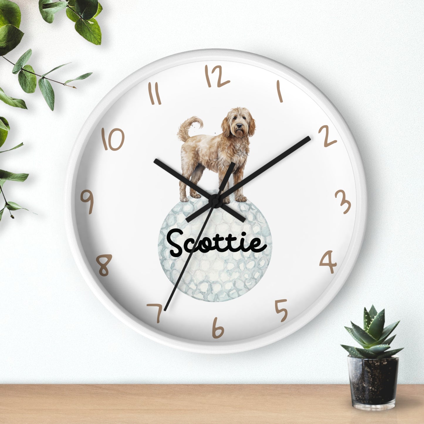 Personalized Golf Goldendoodle Wall Clock, Custom Golf Wall Clock, Kids Goldendoodle Golf Ball Wall Clock, Golf Nursery decor, Dog Clock