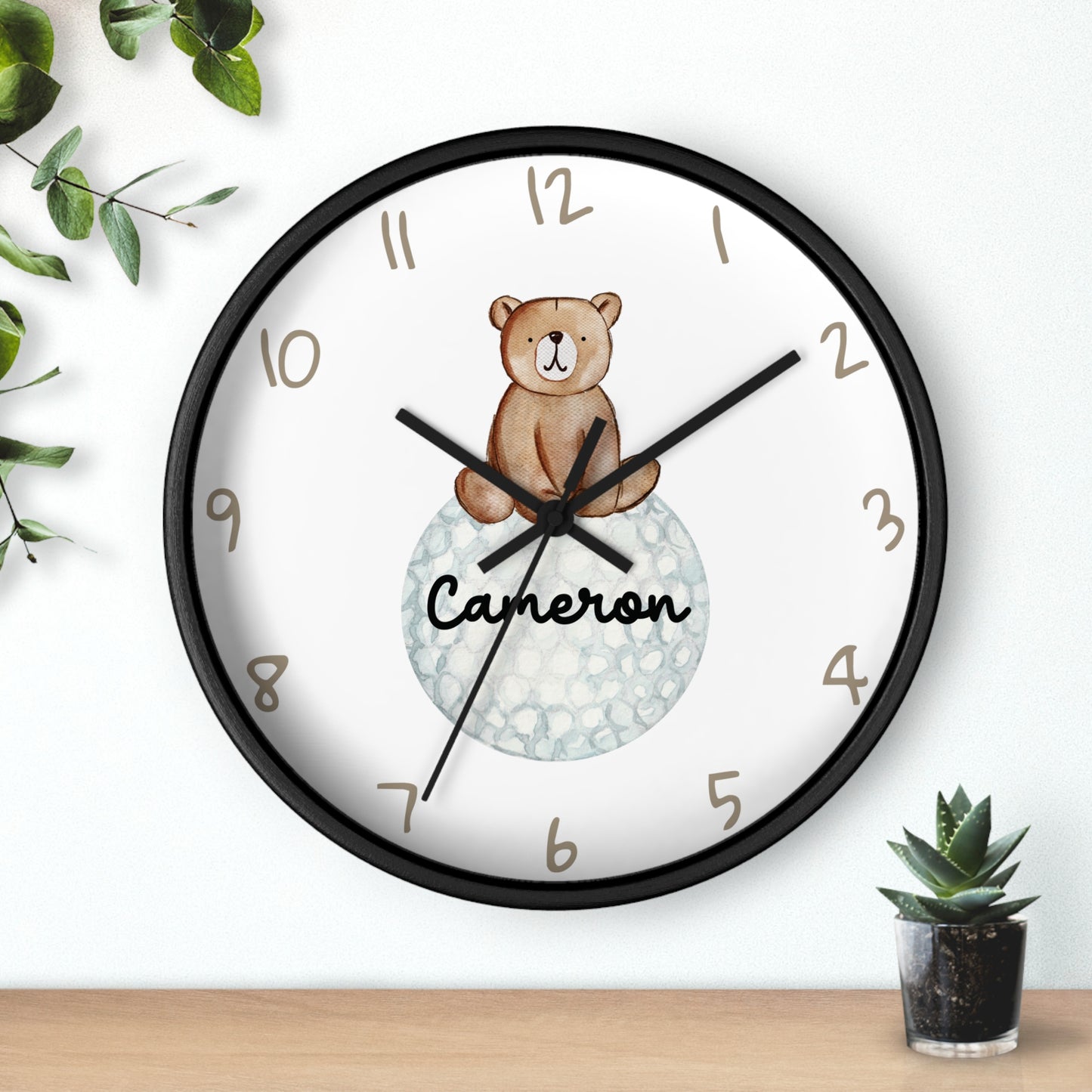 Personalized Golf Bear Wall Clock, Custom Golf Wall Clock, Kids Golf Ball Wall Clock, Golf Nursery Wall Decor, Bedroom wall decor, baby gift