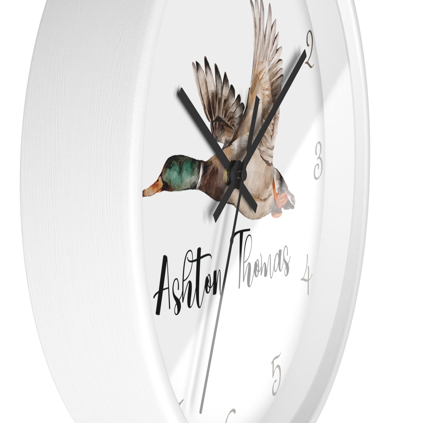 Personalized Flying Mallard Wall Clock, Custom Duck Wall Clock, Mallard Kids Wall Clock, Duck Nursery Wall Decor, Duck wall decor, baby gift