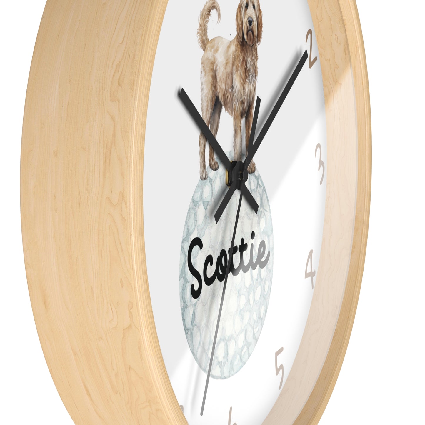 Personalized Golf Goldendoodle Wall Clock, Custom Golf Wall Clock, Kids Goldendoodle Golf Ball Wall Clock, Golf Nursery decor, Dog Clock