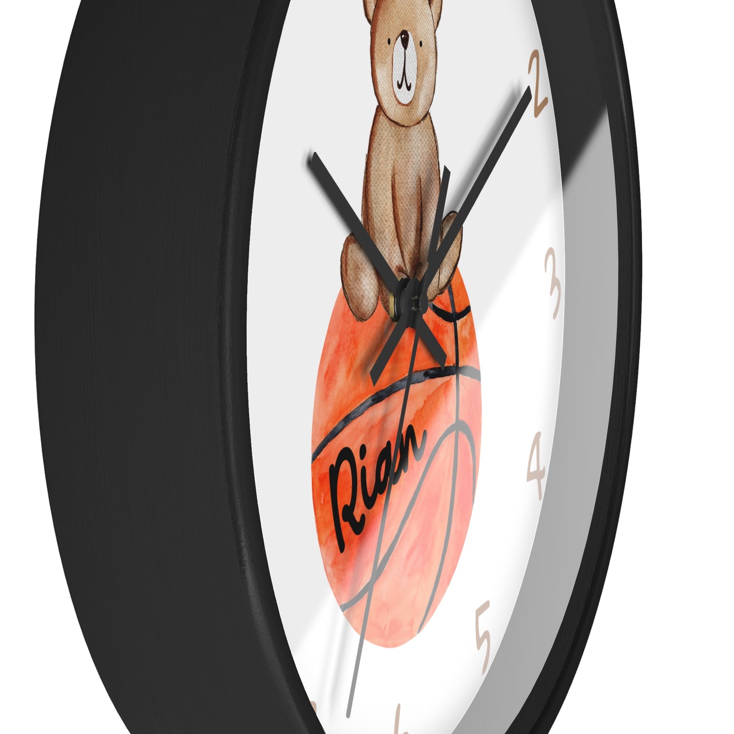 Personalized Basketball Bear Wall Clock, Custom Kids Basketball Wall Clock, Basketball Wall Clock, Basketball Nursery Wall Decor, wall decor