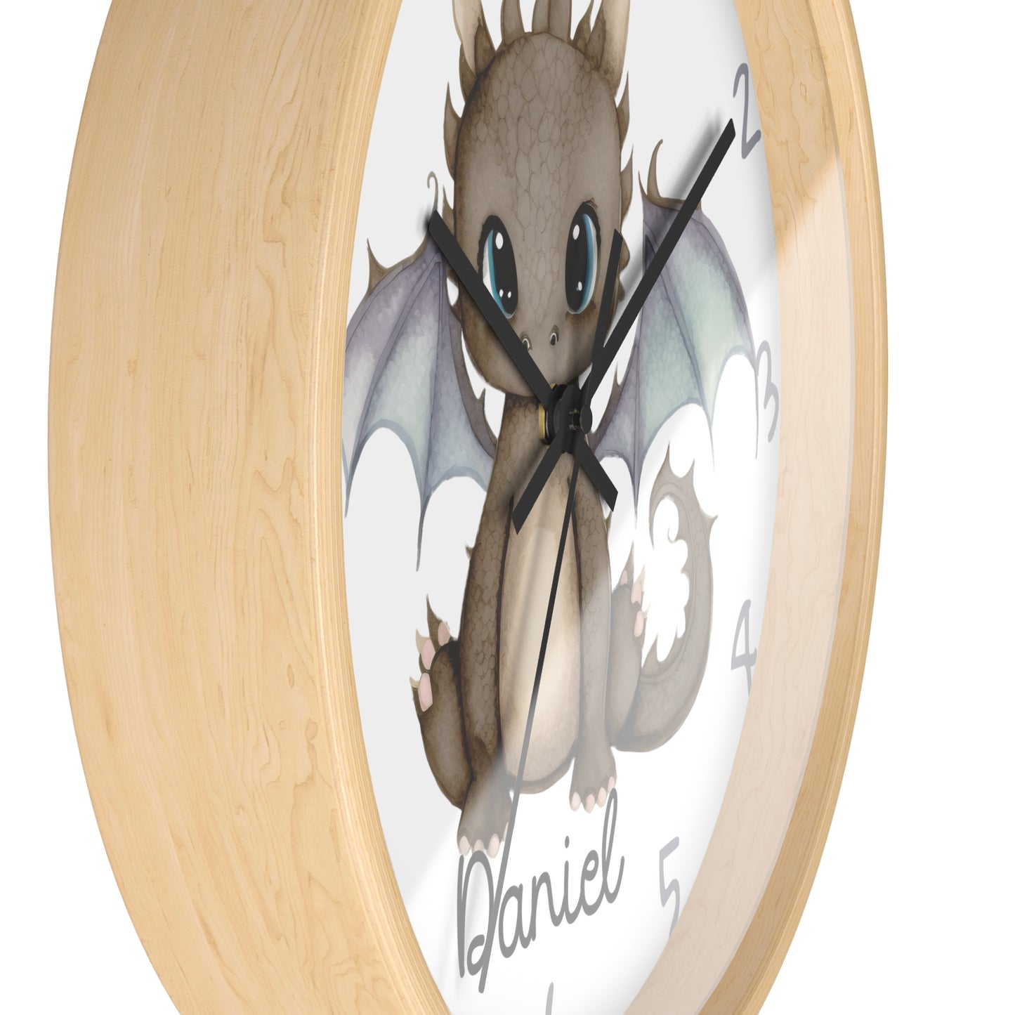 Personalized Cute Dragon Kids Wall Clock, Custom Dragon Wall Clock, Dragon Nursery Wall Clock, Dragon Wall Decor, Custom clock, baby gift