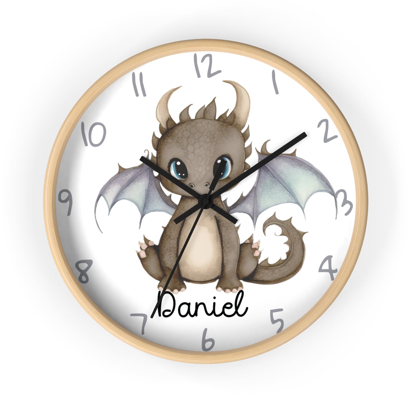 Personalized Cute Dragon Kids Wall Clock, Custom Dragon Wall Clock, Dragon Nursery Wall Clock, Dragon Wall Decor, Custom clock, baby gift