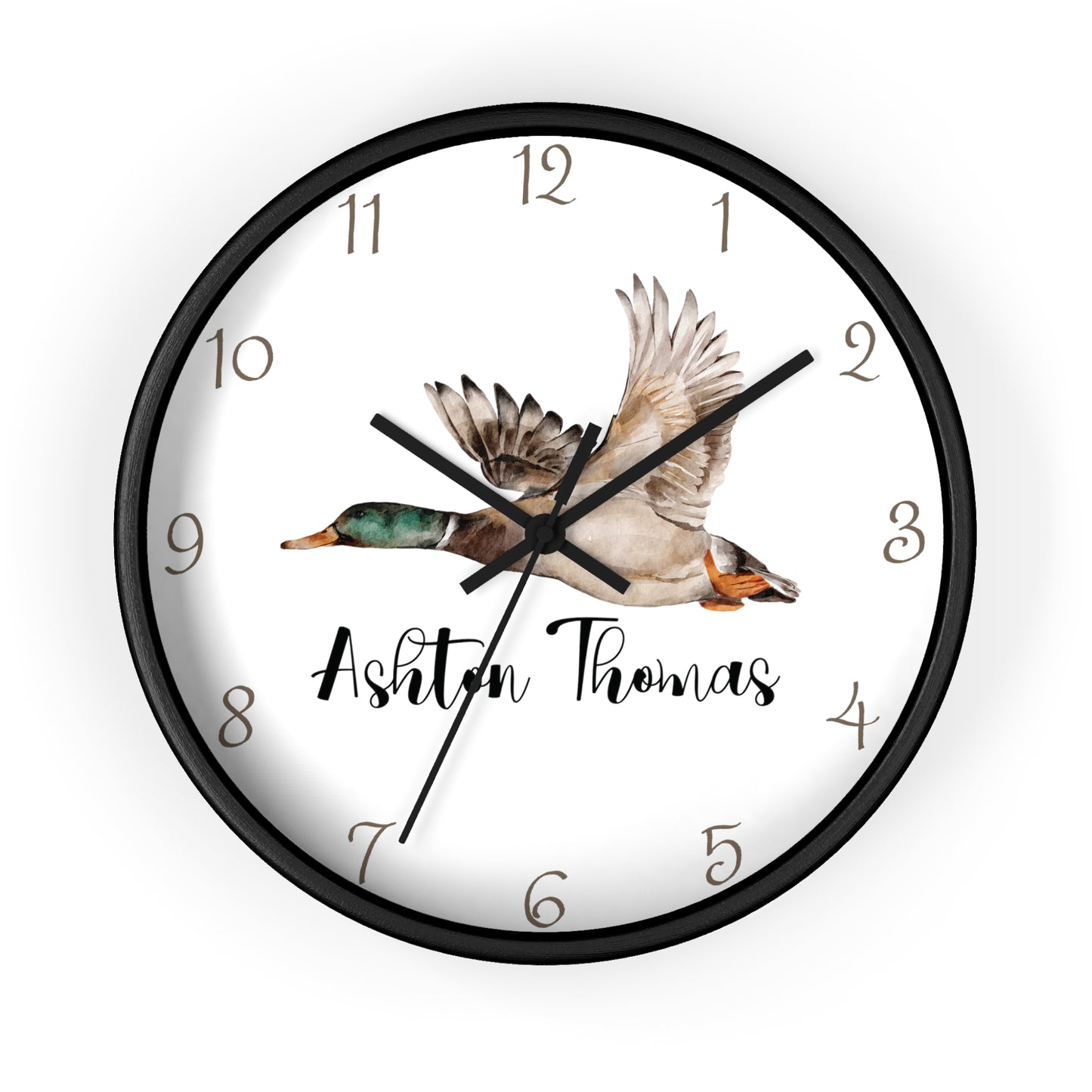 Personalized Flying Mallard Wall Clock, Custom Duck Wall Clock, Mallard Kids Wall Clock, Duck Nursery Wall Decor, Duck wall decor, baby gift