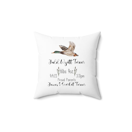 Personalized 2 Sided Mallard Birth Announcement Pillow, Personalized Mallard Baby Stats Pillow, Personalized Duck Baby Stats Pillow