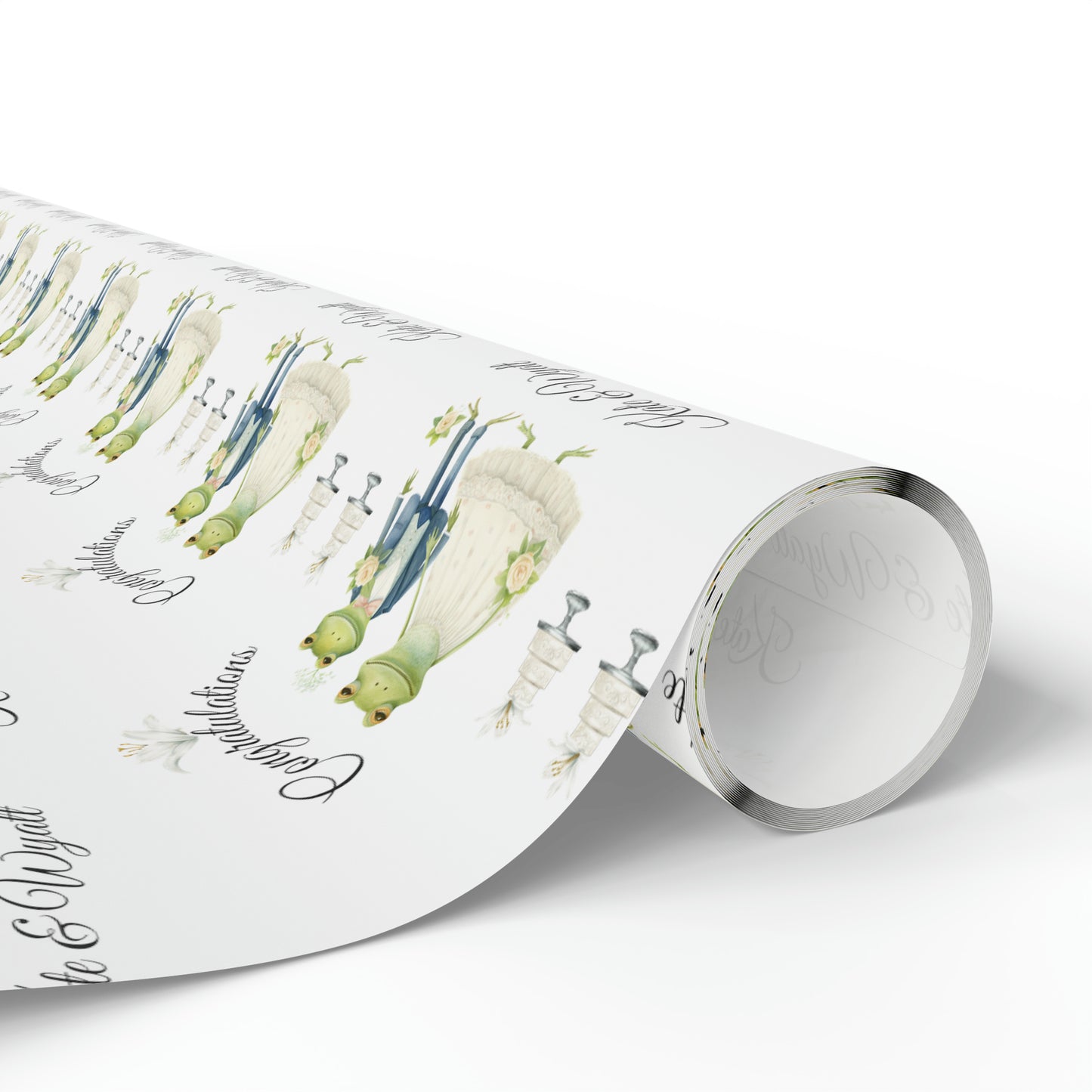 Personalized Frog Couple Wedding Gift Wrap, Custom Frog Wedding Shower Wrapping Paper with name, Custom Bridal Shower Frog Gift Wrap