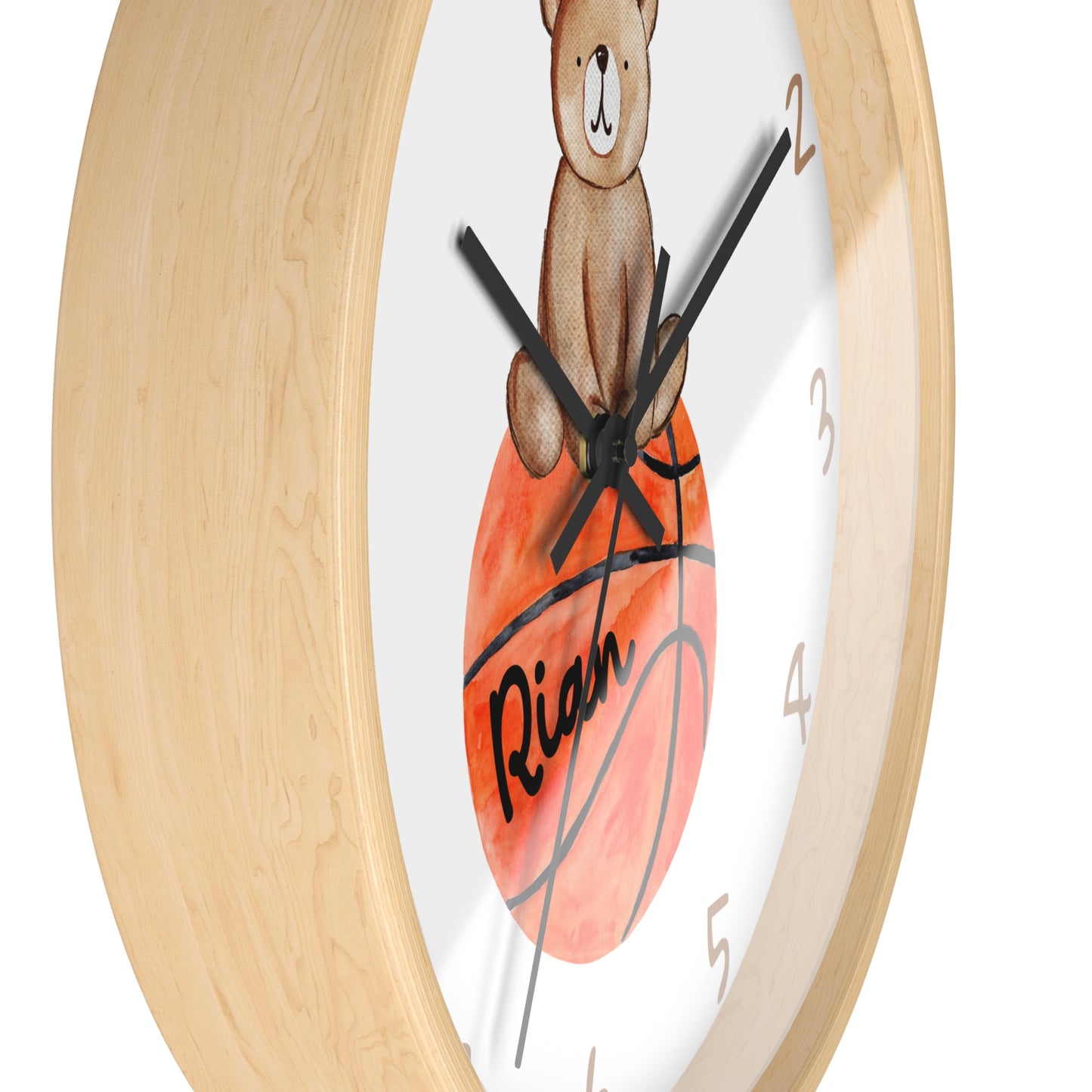 Personalized Basketball Bear Wall Clock, Custom Kids Basketball Wall Clock, Basketball Wall Clock, Basketball Nursery Wall Decor, wall decor