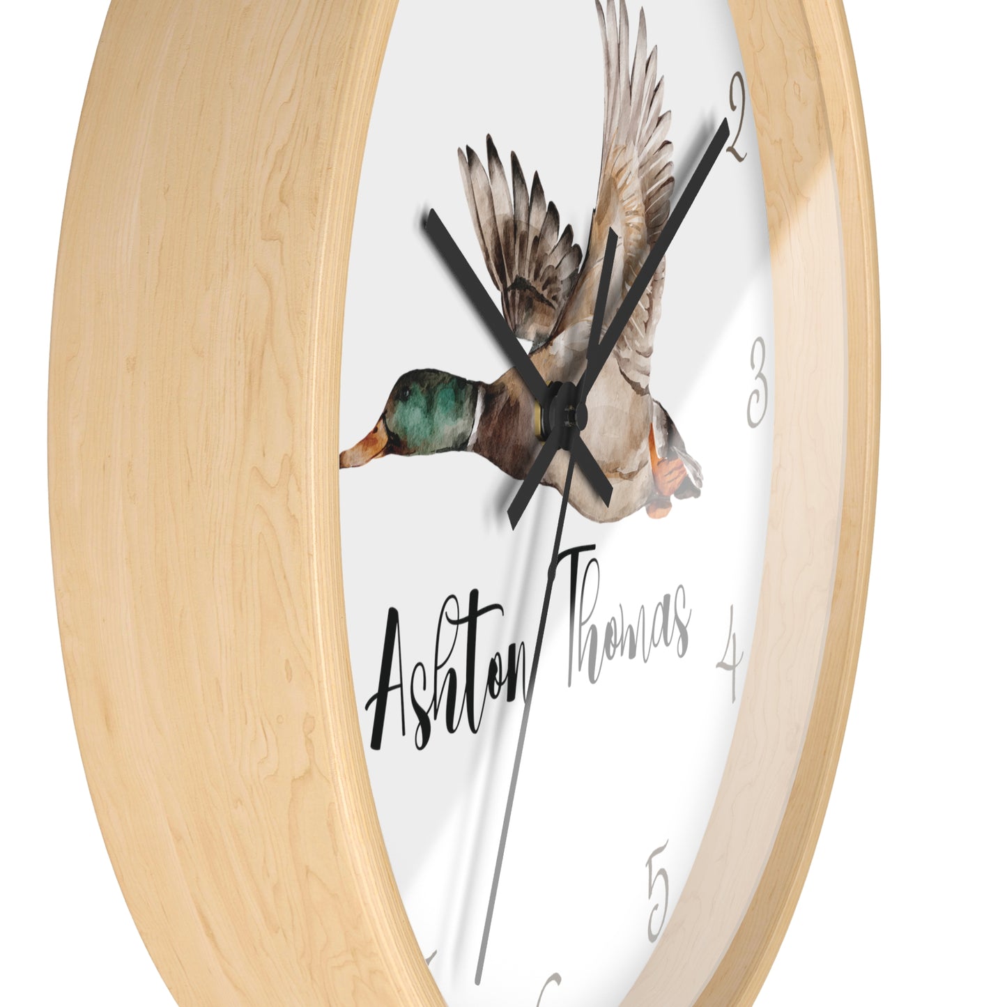 Personalized Flying Mallard Wall Clock, Custom Duck Wall Clock, Mallard Kids Wall Clock, Duck Nursery Wall Decor, Duck wall decor, baby gift