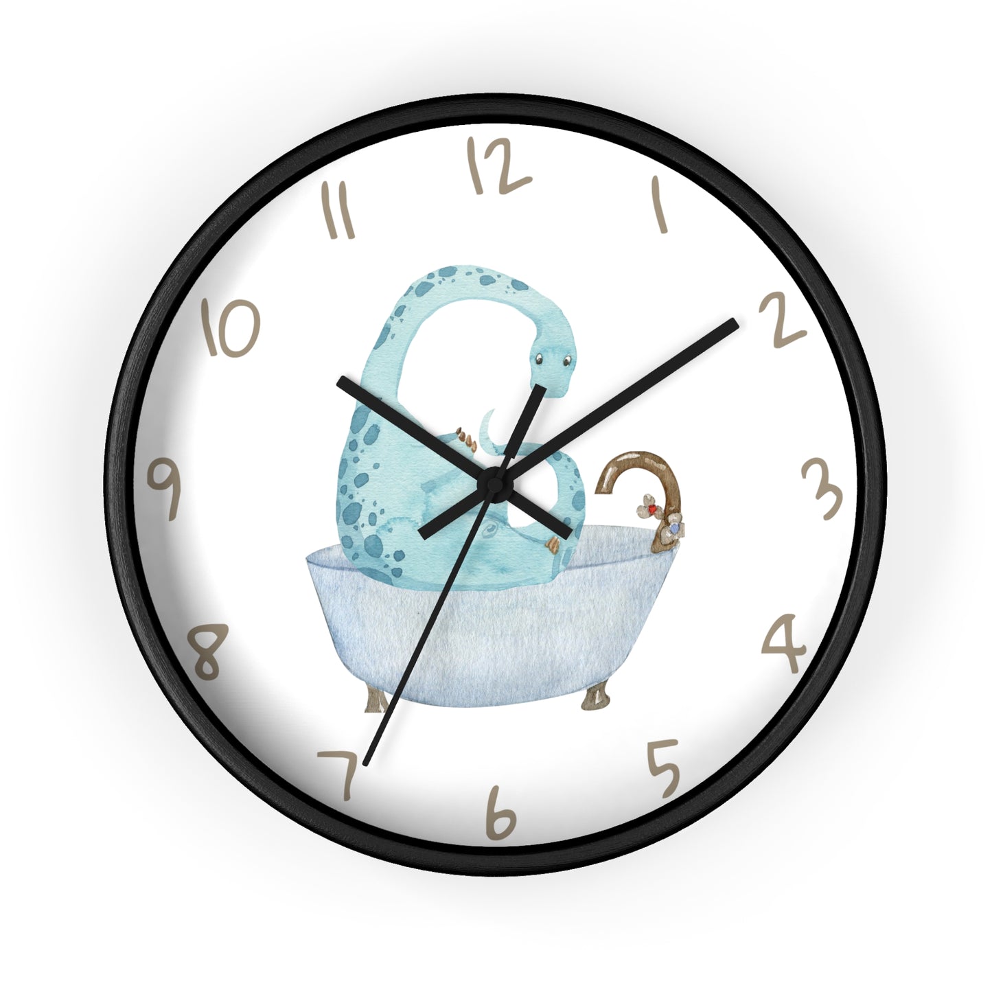 Blue Dinosaur Taking a Bath Kids Bathroom Wall Clock, Dinosaur Bathroom Wall Clock, Blue Dino Bathroom Wall Clock, Baby Shower Gift