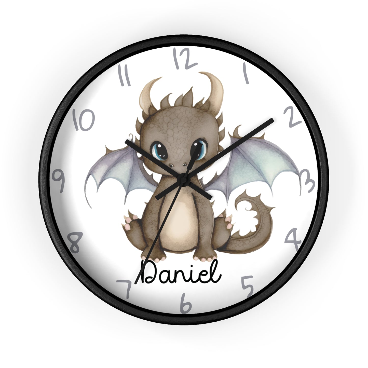 Personalized Cute Dragon Kids Wall Clock, Custom Dragon Wall Clock, Dragon Nursery Wall Clock, Dragon Wall Decor, Custom clock, baby gift