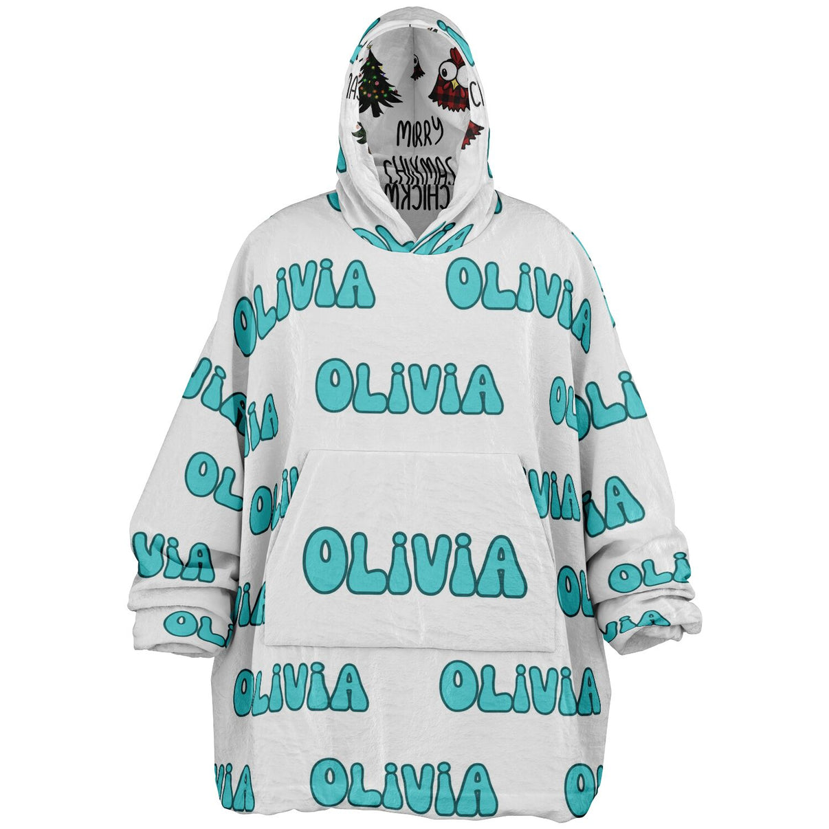 Personalized Reversible Oversized Chickmas Blanket Hoodie with name, C ...