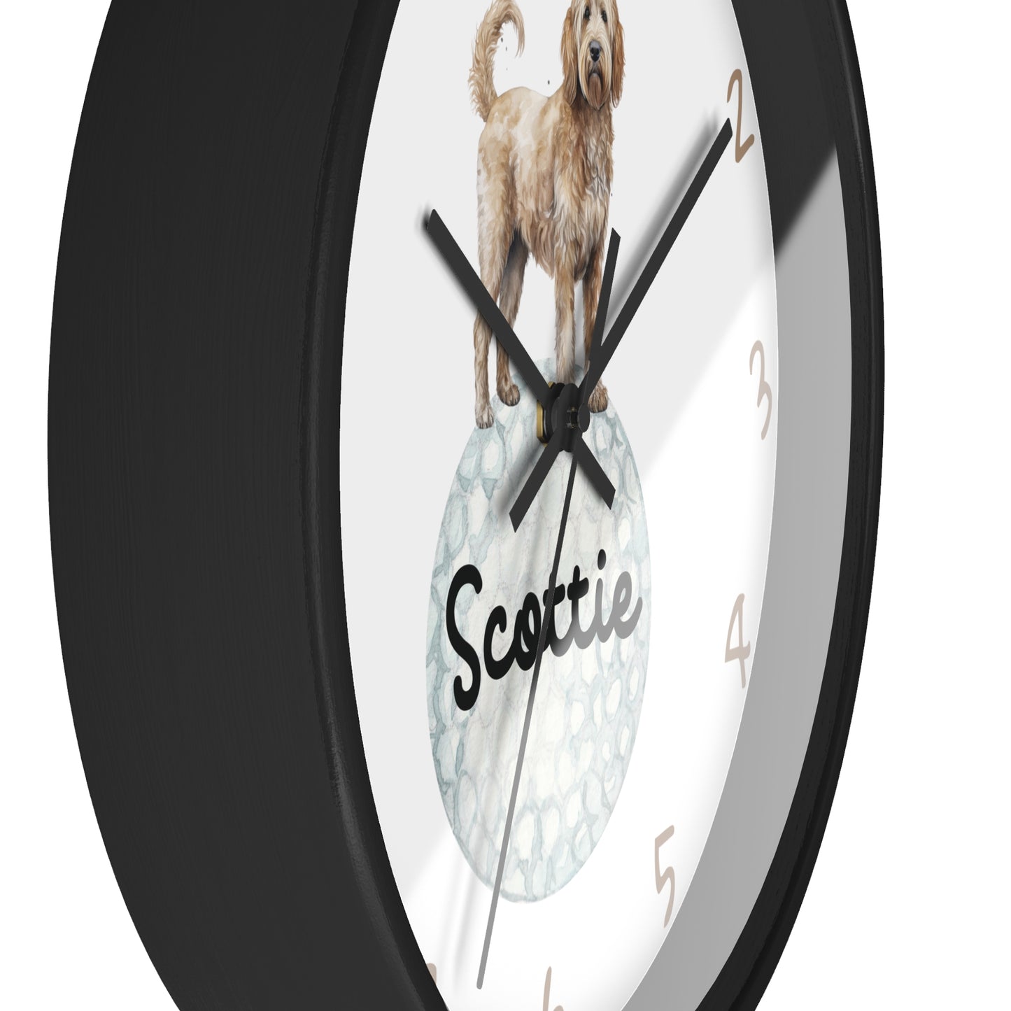 Personalized Golf Goldendoodle Wall Clock, Custom Golf Wall Clock, Kids Goldendoodle Golf Ball Wall Clock, Golf Nursery decor, Dog Clock