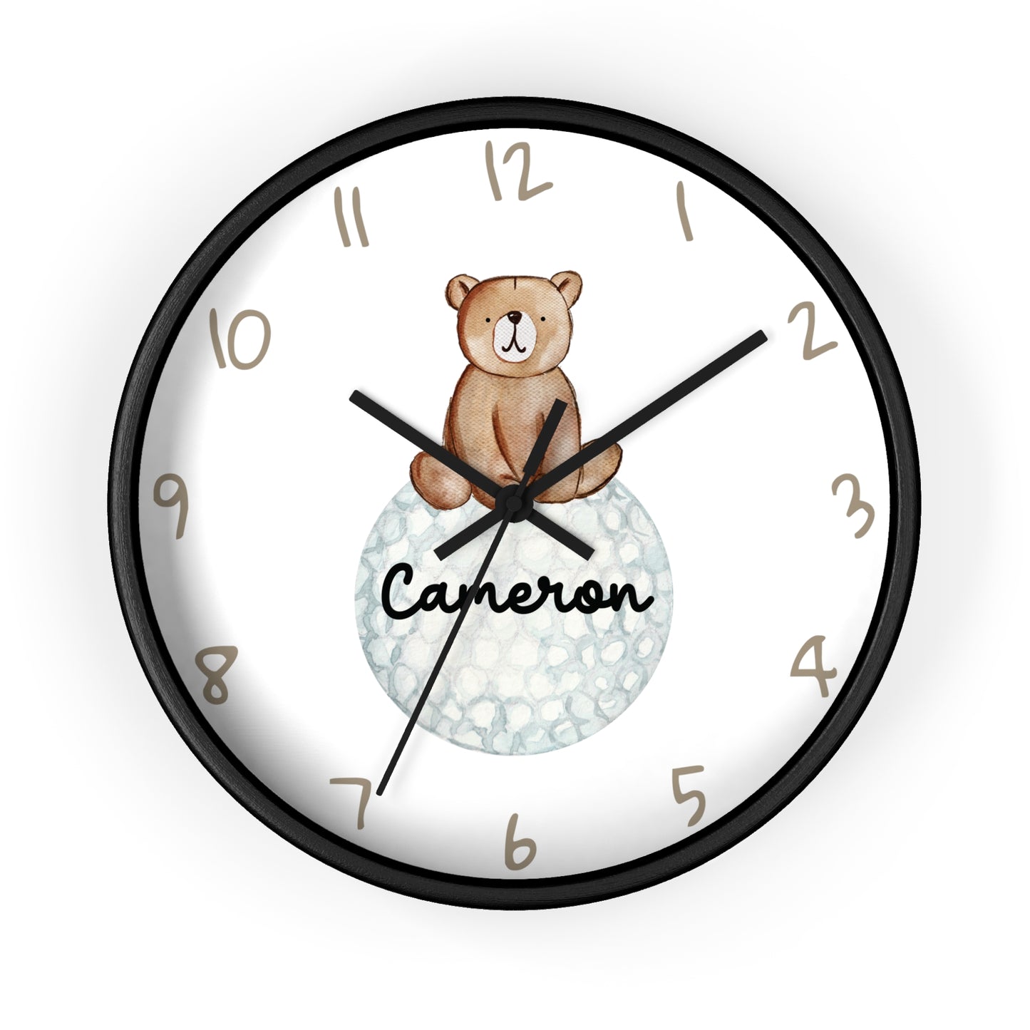 Personalized Golf Bear Wall Clock, Custom Golf Wall Clock, Kids Golf Ball Wall Clock, Golf Nursery Wall Decor, Bedroom wall decor, baby gift