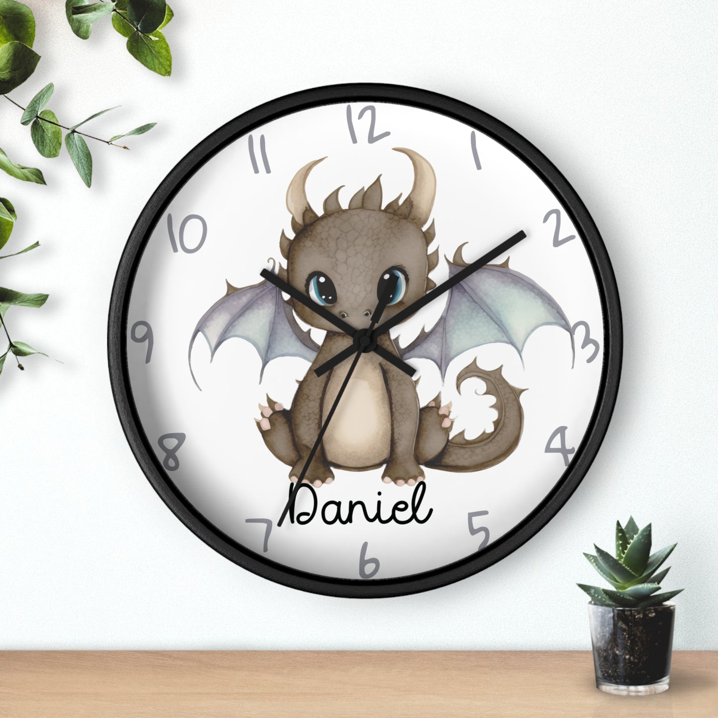 Personalized Cute Dragon Kids Wall Clock, Custom Dragon Wall Clock, Dragon Nursery Wall Clock, Dragon Wall Decor, Custom clock, baby gift