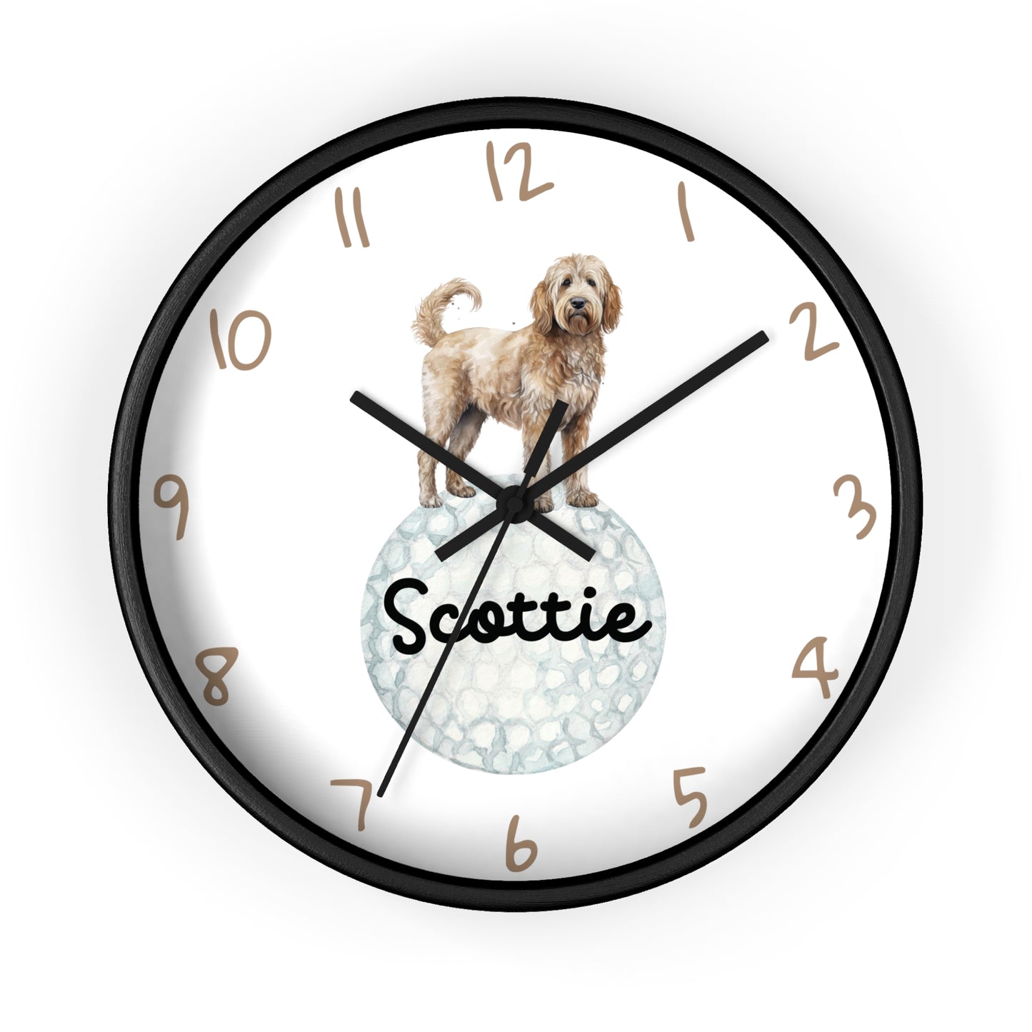 Personalized Golf Goldendoodle Wall Clock, Custom Golf Wall Clock, Kids Goldendoodle Golf Ball Wall Clock, Golf Nursery decor, Dog Clock