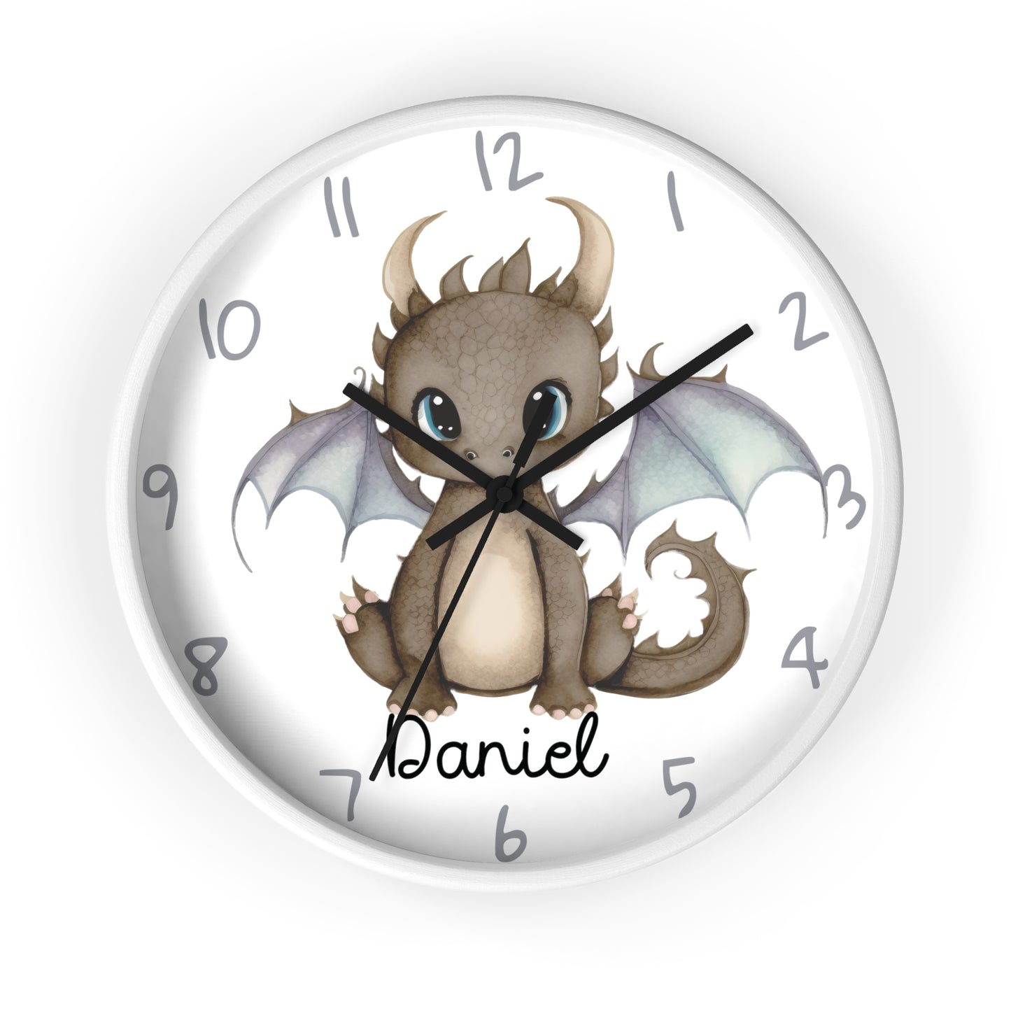 Personalized Cute Dragon Kids Wall Clock, Custom Dragon Wall Clock, Dragon Nursery Wall Clock, Dragon Wall Decor, Custom clock, baby gift