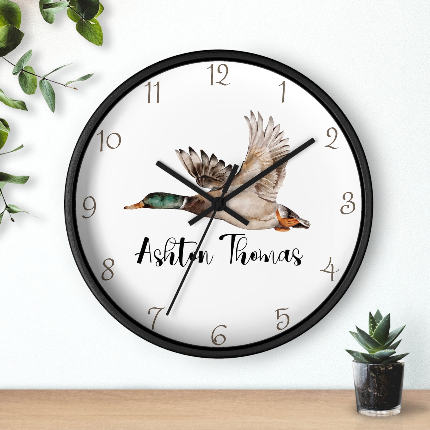 Personalized Flying Mallard Wall Clock, Custom Duck Wall Clock, Mallard Kids Wall Clock, Duck Nursery Wall Decor, Duck wall decor, baby gift