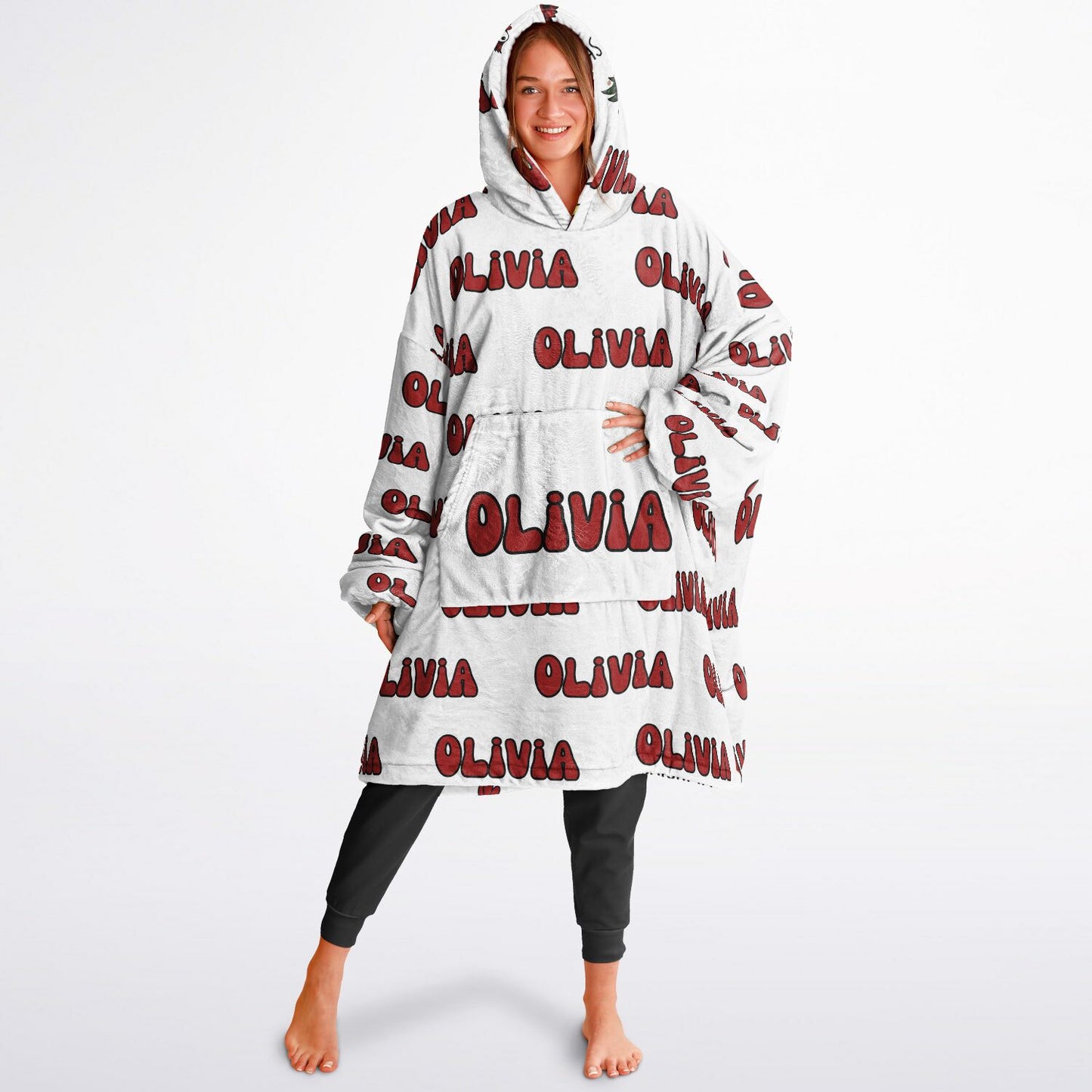 Reversible PERSONALIZED Chickmas Oversized Blanket Hoodie, Reversible Blanket Hoodie with name, Christmas Oversized Blanket hoodie with name, Reversible Blanket Hoodie, Chicken Oversized Hoodie