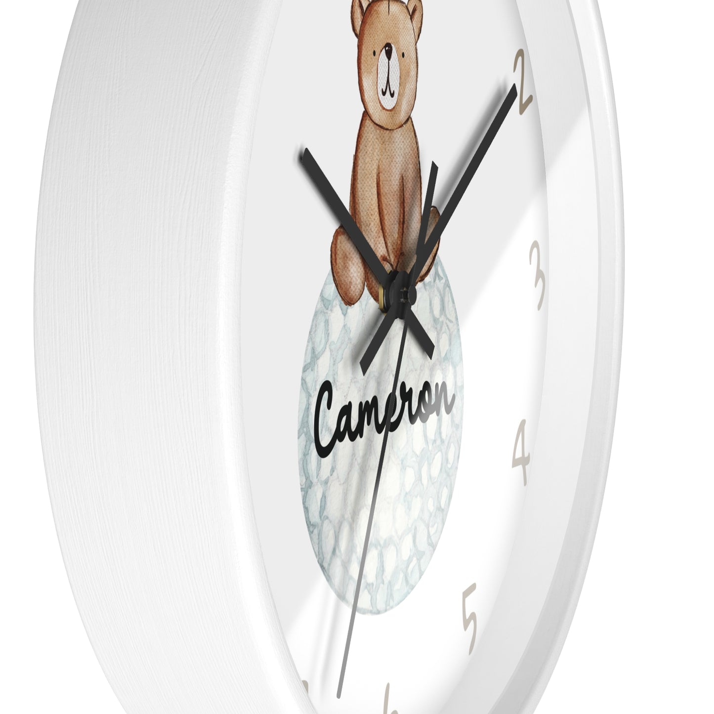 Personalized Golf Bear Wall Clock, Custom Golf Wall Clock, Kids Golf Ball Wall Clock, Golf Nursery Wall Decor, Bedroom wall decor, baby gift