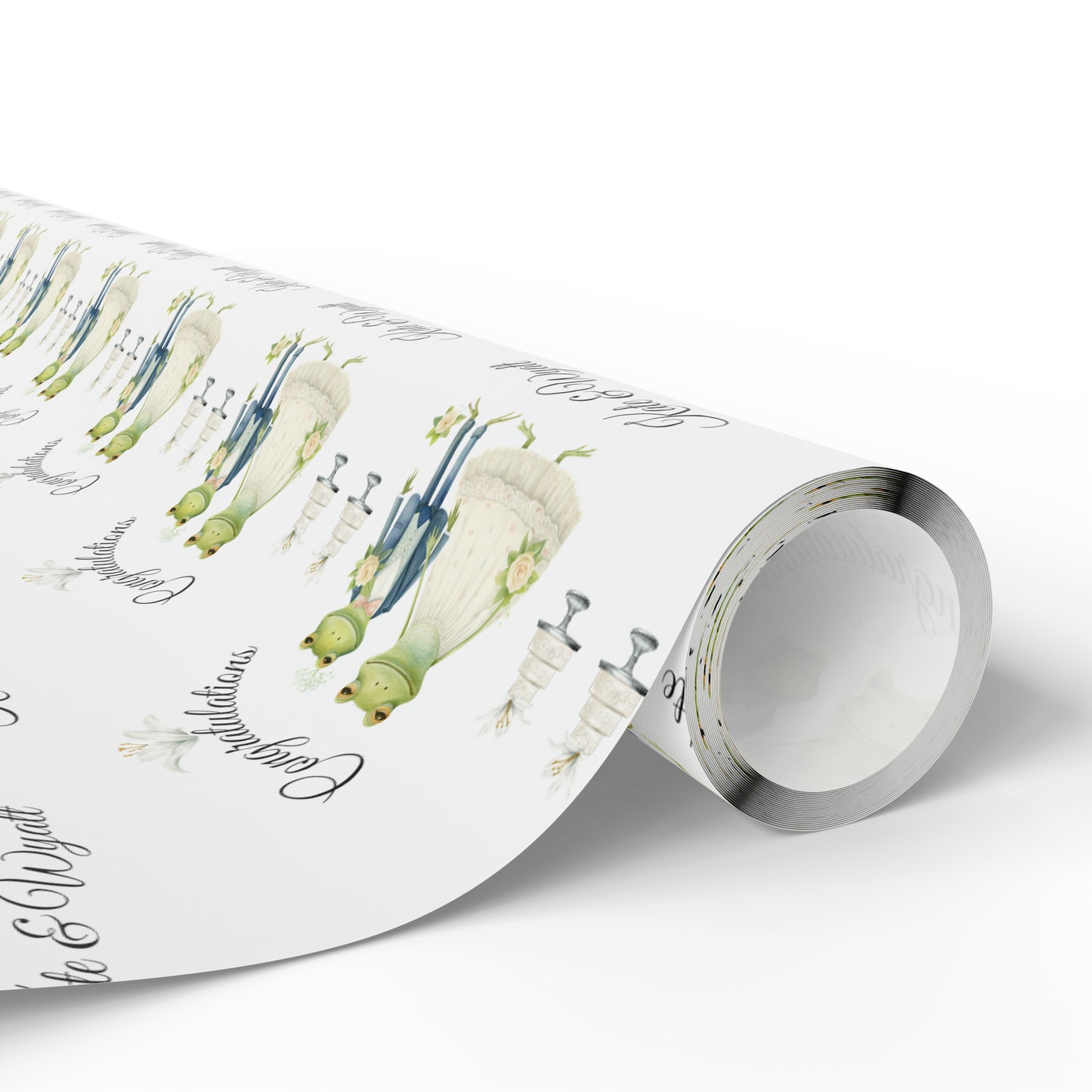 Personalized Frog Couple Wedding Gift Wrap, Custom Frog Wedding Shower Wrapping Paper with name, Custom Bridal Shower Frog Gift Wrap