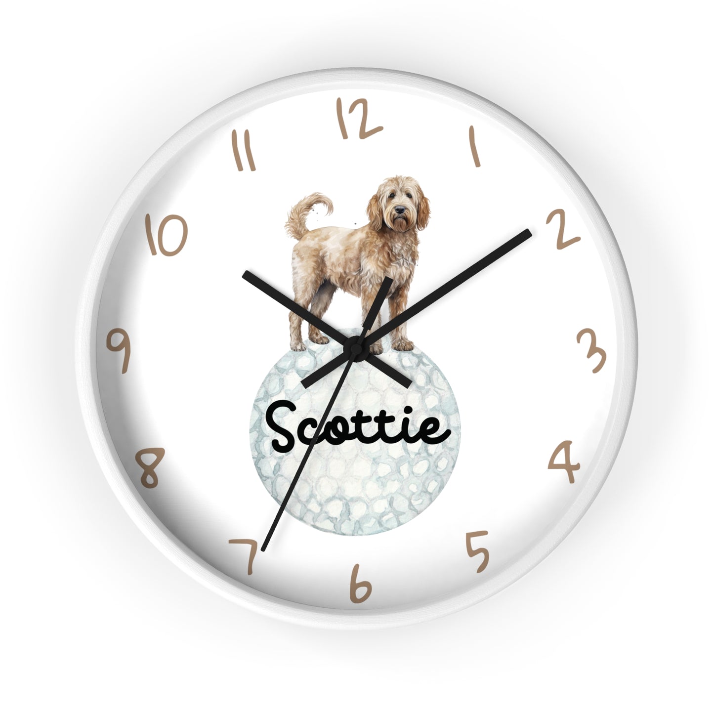 Personalized Golf Goldendoodle Wall Clock, Custom Golf Wall Clock, Kids Goldendoodle Golf Ball Wall Clock, Golf Nursery decor, Dog Clock