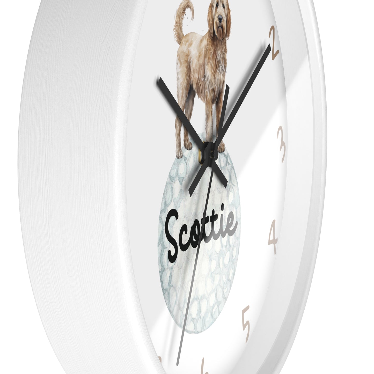 Personalized Golf Goldendoodle Wall Clock, Custom Golf Wall Clock, Kids Goldendoodle Golf Ball Wall Clock, Golf Nursery decor, Dog Clock