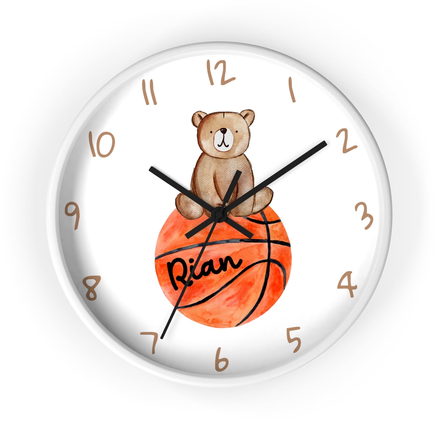 Personalized Basketball Bear Wall Clock, Custom Kids Basketball Wall Clock, Basketball Wall Clock, Basketball Nursery Wall Decor, wall decor