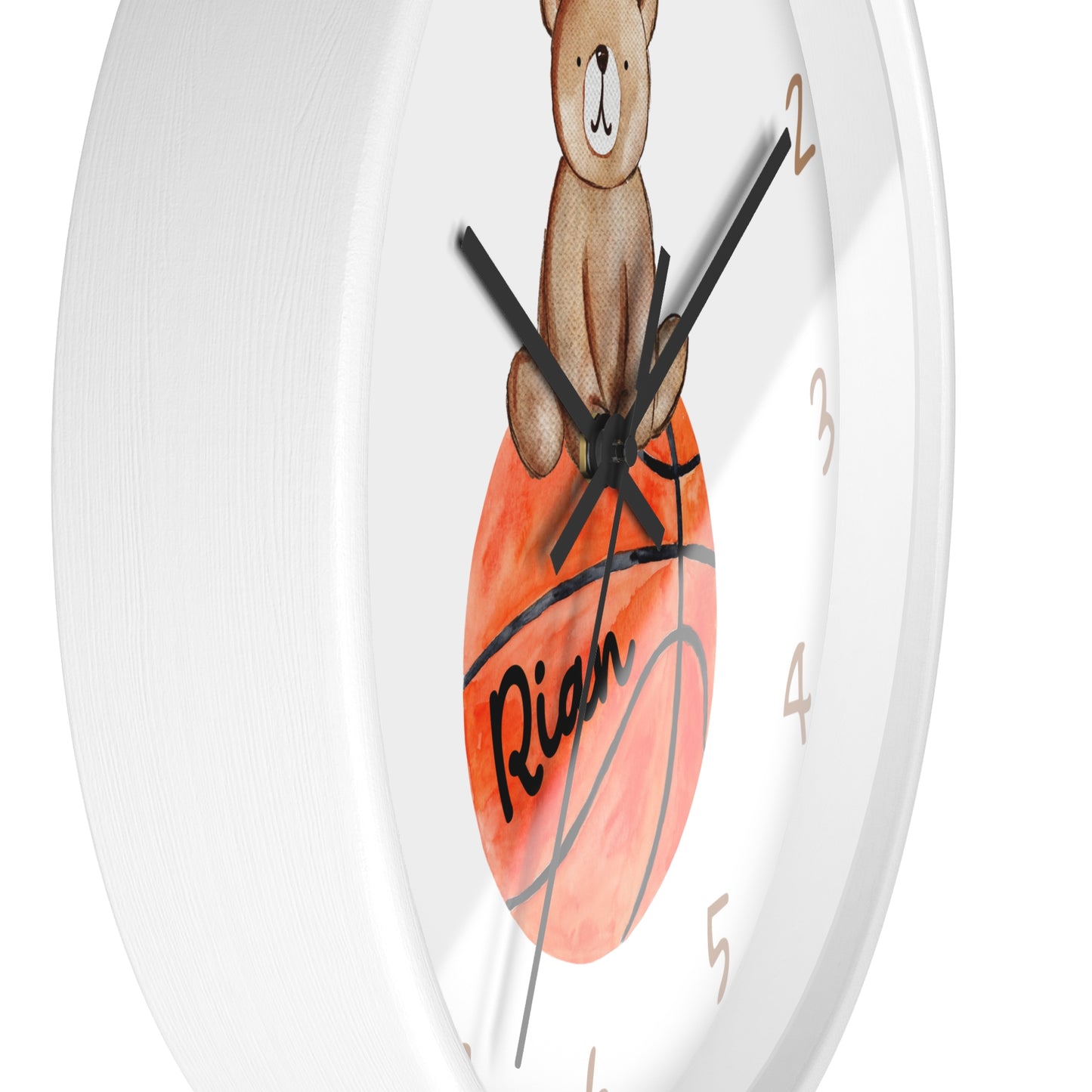 Personalized Basketball Bear Wall Clock, Custom Kids Basketball Wall Clock, Basketball Wall Clock, Basketball Nursery Wall Decor, wall decor