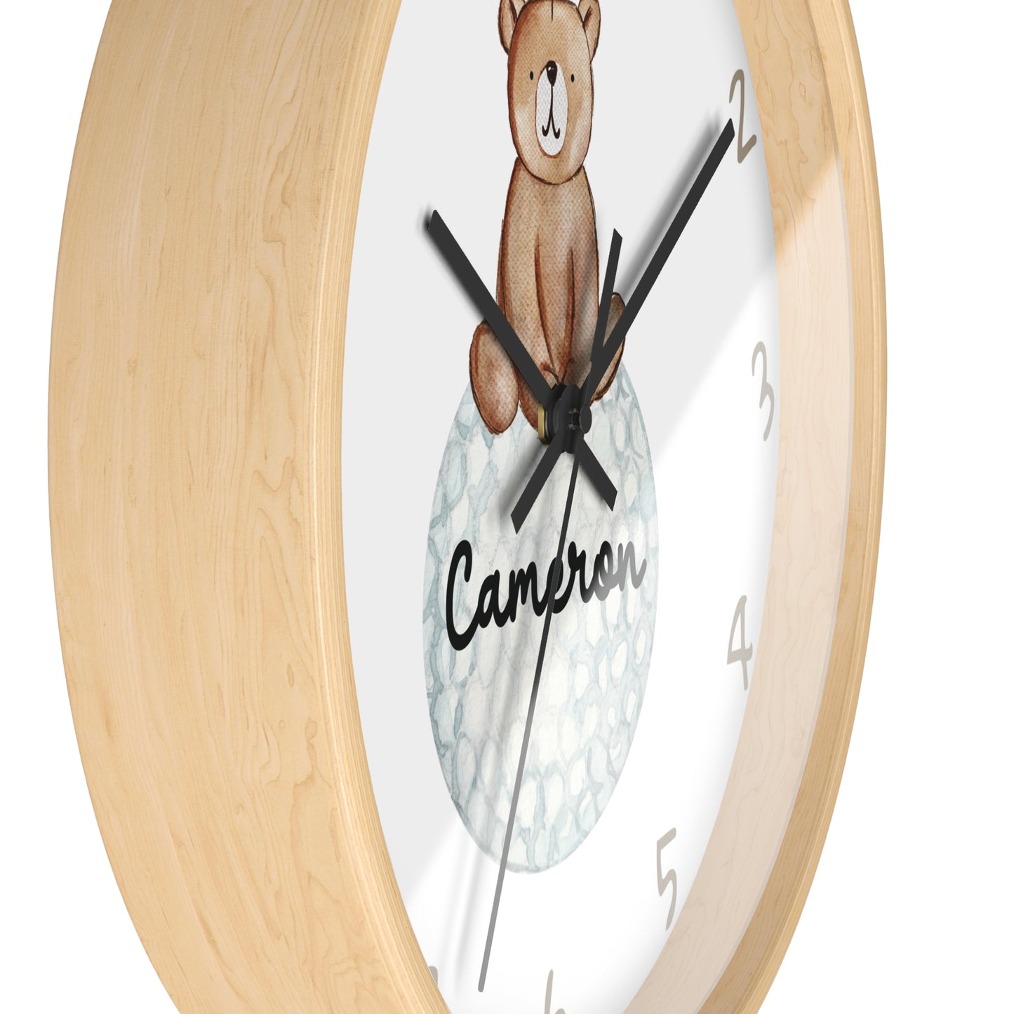 Personalized Golf Bear Wall Clock, Custom Golf Wall Clock, Kids Golf Ball Wall Clock, Golf Nursery Wall Decor, Bedroom wall decor, baby gift