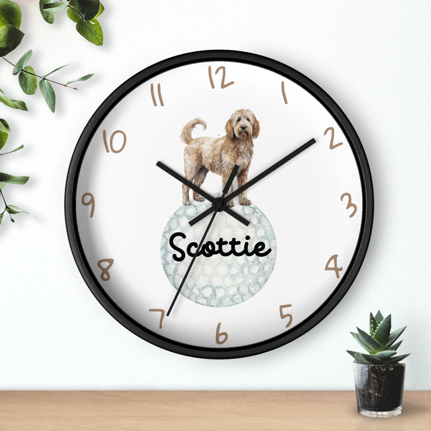 Personalized Golf Goldendoodle Wall Clock, Custom Golf Wall Clock, Kids Goldendoodle Golf Ball Wall Clock, Golf Nursery decor, Dog Clock