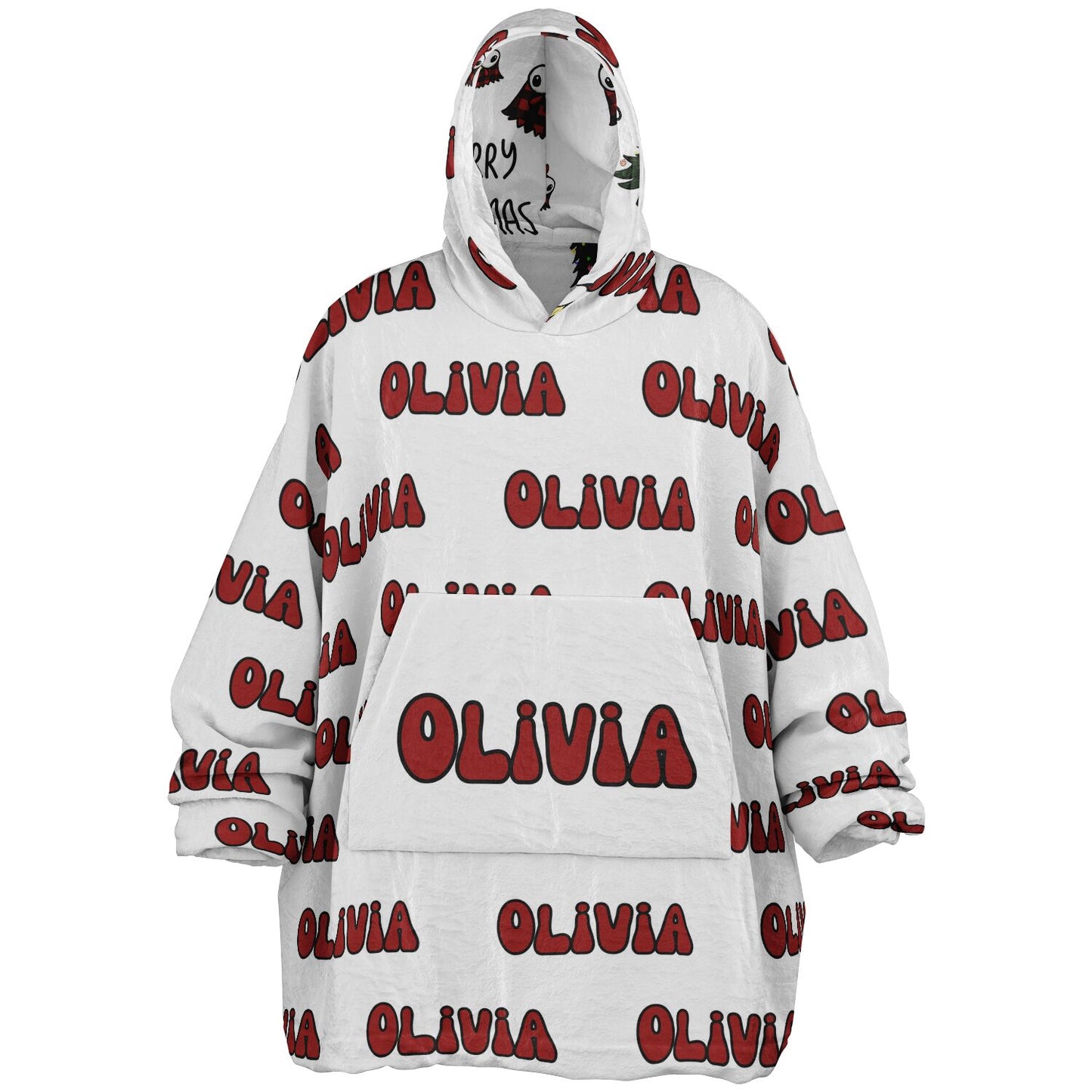 Reversible PERSONALIZED Chickmas Oversized Blanket Hoodie, Reversible Blanket Hoodie with name, Christmas Oversized Blanket hoodie with name, Reversible Blanket Hoodie, Chicken Oversized Hoodie