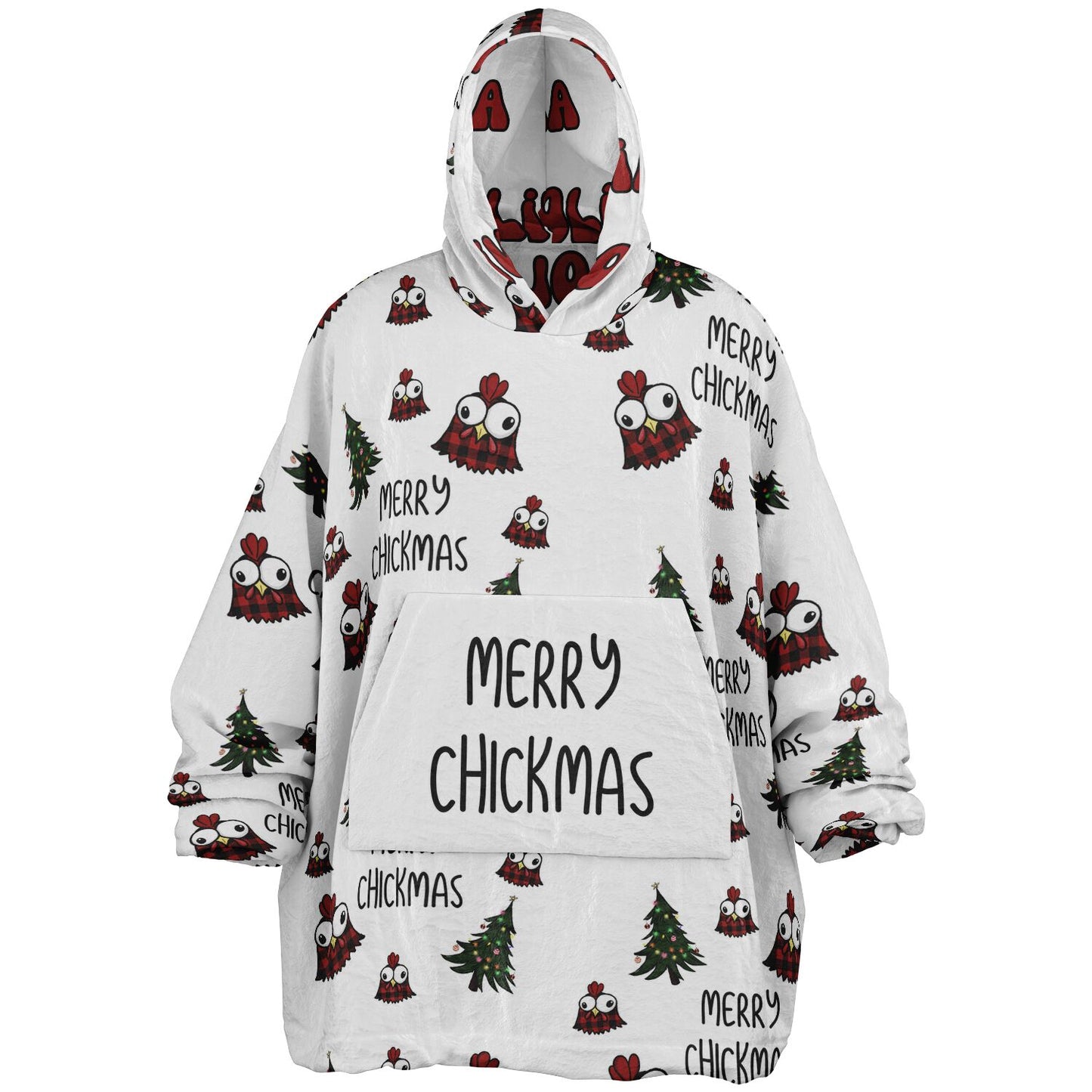 Reversible PERSONALIZED Chickmas Oversized Blanket Hoodie, Reversible Blanket Hoodie with name, Christmas Oversized Blanket hoodie with name, Reversible Blanket Hoodie, Chicken Oversized Hoodie