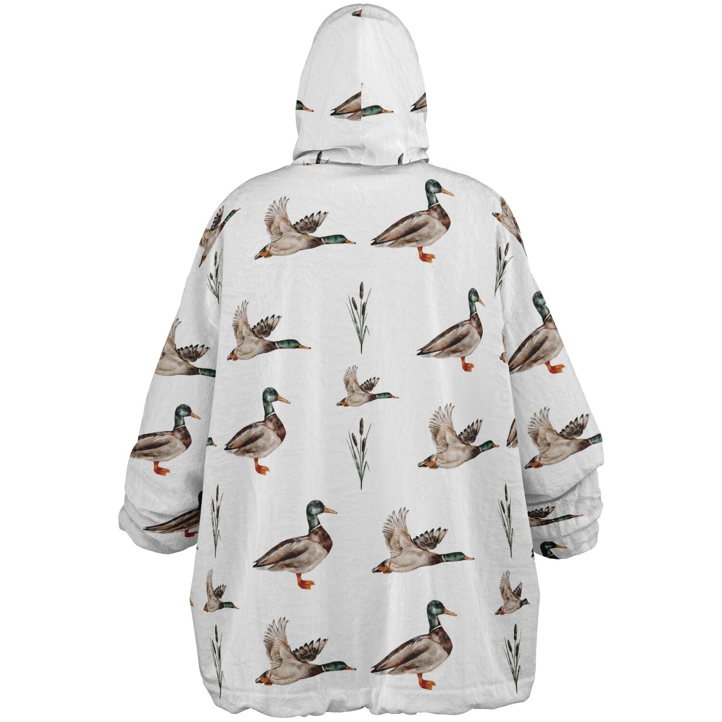 Personalized Flying Mallard Reversible Oversized Blanket Hoodie, Reversible Duck Oversized Blanket Hoodie with name, Custom Duck Oversized Blanket Hoodie