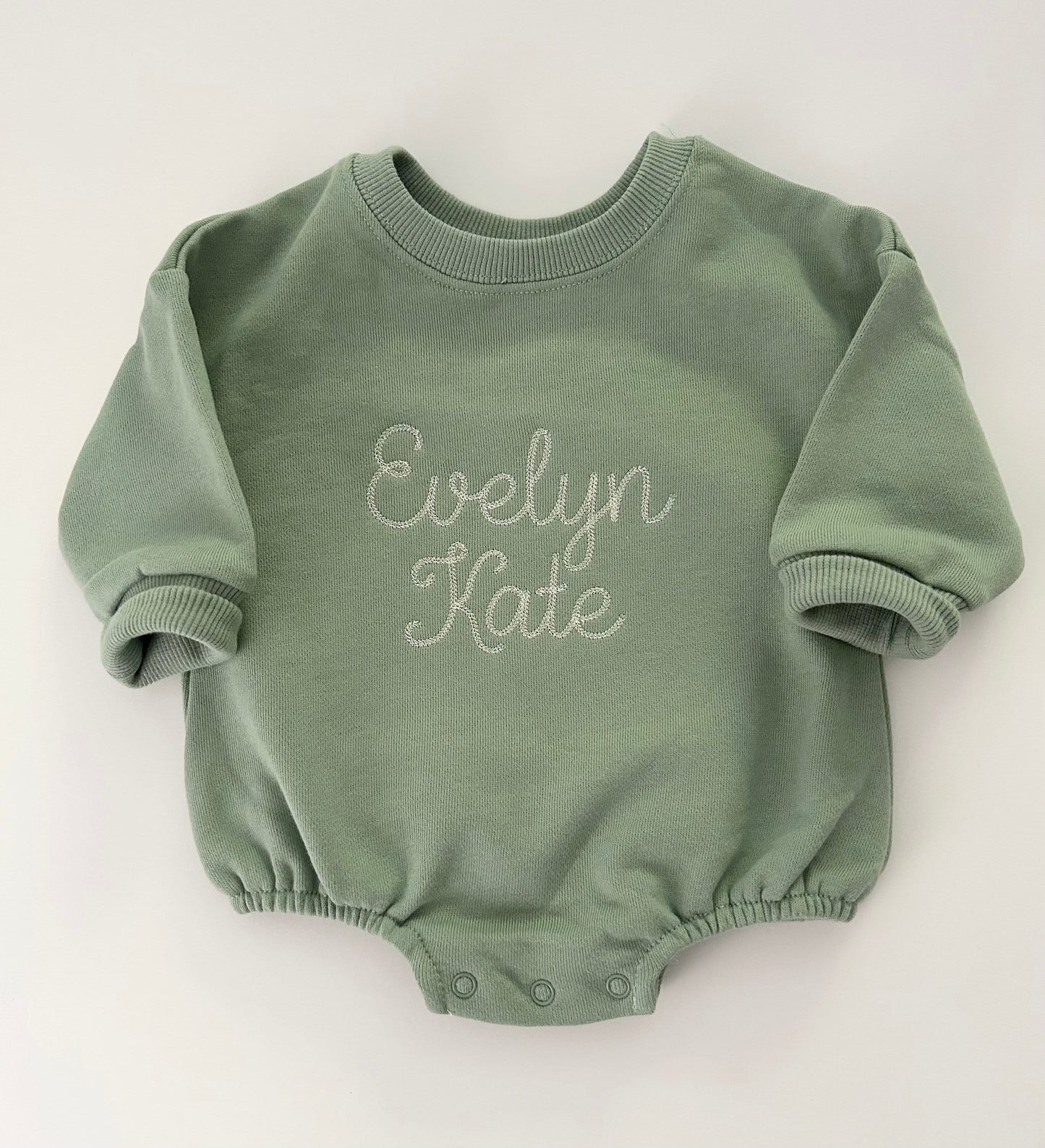 Embroidered oversized sweatshirt romper, personalized sweatshirt romper, baby sweatshirt bubble, baby bubble romper, baby name bubble romper