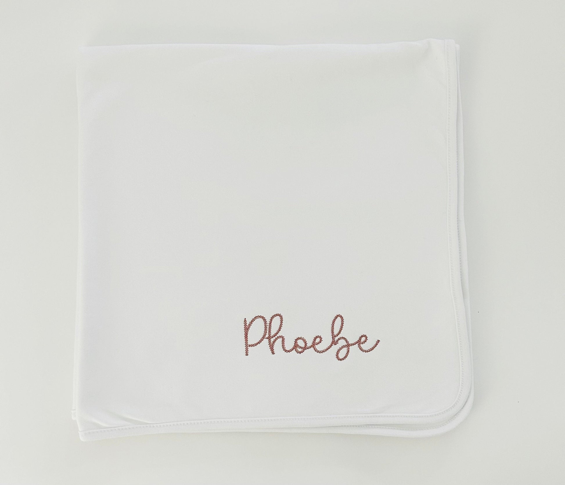 Personalized white baby blanket, embroidered baby blanket, personalized baby blanket with name, 30x30, chain stitch script font