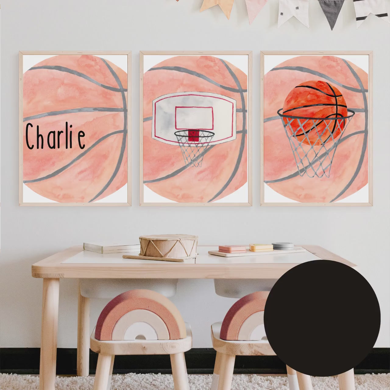 Personalized basketball wall art set of 3 prints, kids wall art prints, basketball art prints, basketball nursery wall art, baby name sign