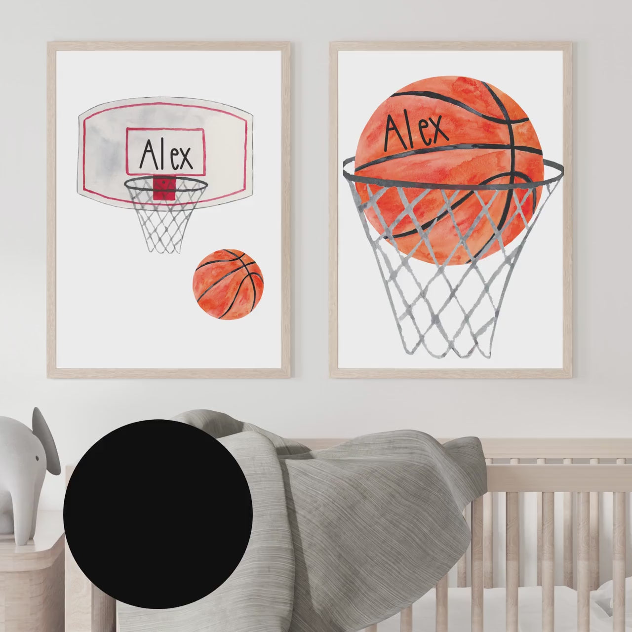 Personalized basketball wall art set of 2 prints, Personalized basketball nursery wall art prints, basketball art prints, kids name art sign