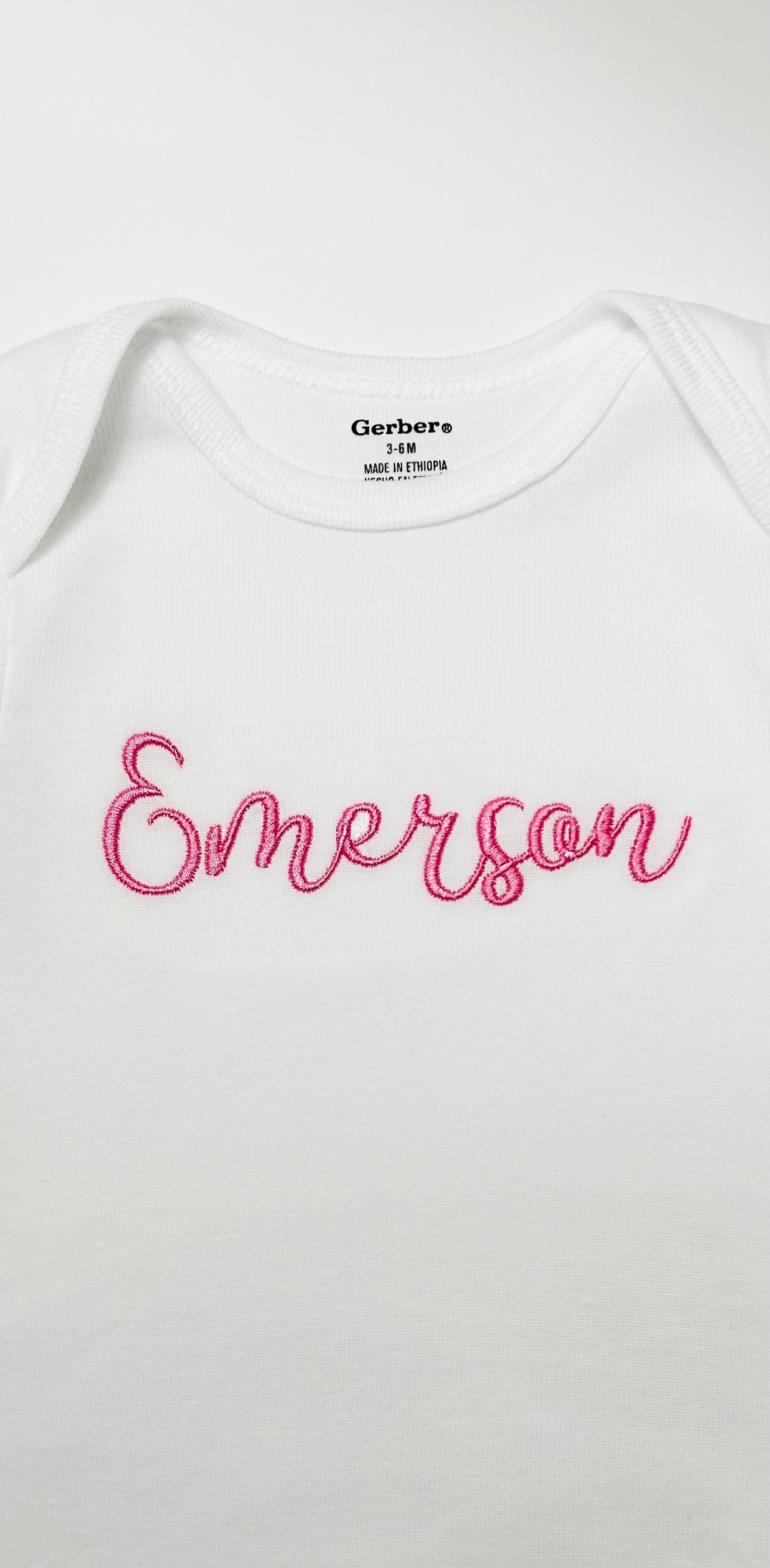 Fancy font custom embroidered bodysuit , baby name bodysuit, personali ...
